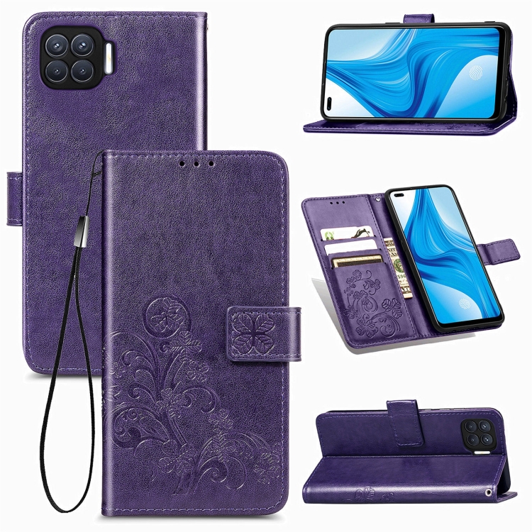 For OPPO F17 Pro Four-leaf Clasp Embossed Buckle Mobile Phone Protection Leather Case with Lanyard & Card Slot & Wallet & Bracket Function(Purple)
For OPPO F17 Pro Four-leaf Clasp Embossed Buckle Mobile Phone Protection Leather Case with Lanyard & Card Slot & Wallet & Bracket Function(Purple)