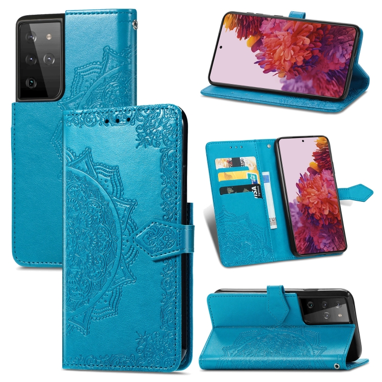 For Samsung Galaxy S21 Ultra 5G Mandala Flower Embossed Horizontal Flip Leather Case with Holder & Three Card Slots & Wallet & Lanyard(Blue)
For Samsung Galaxy S21 Ultra 5G Mandala Flower Embossed Horizontal Flip Leather Case with Holder & Three Card Slots & Wallet & Lanyard(Blue)