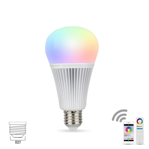

FUT012 E27 9W RGB + CCT LED Bulb Light 100V-240V Full Color Remote Control Smart Bulb WiFi 2.4G Wireless