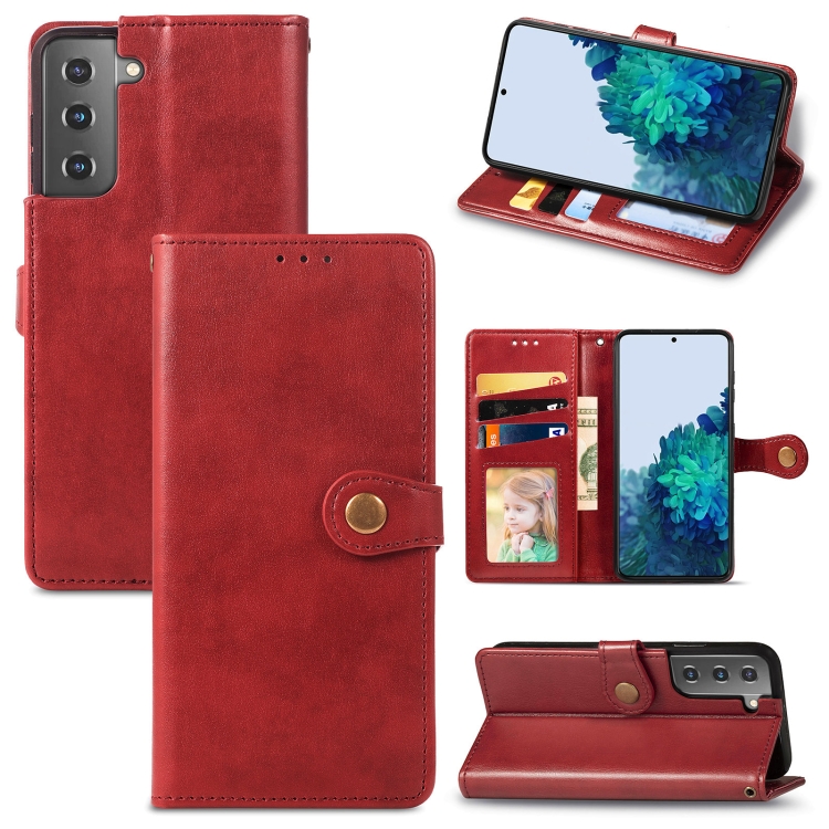 For Samsung Galaxy S21 5G Retro Solid Color Leather Buckle Phone Case with Lanyard & Photo Frame & Card Slot & Wallet & Stand Function(Red)
For Samsung Galaxy S21 5G Retro Solid Color Leather Buckle Phone Case with Lanyard & Photo Frame & Card Slot & Wallet & Stand Function(Red)