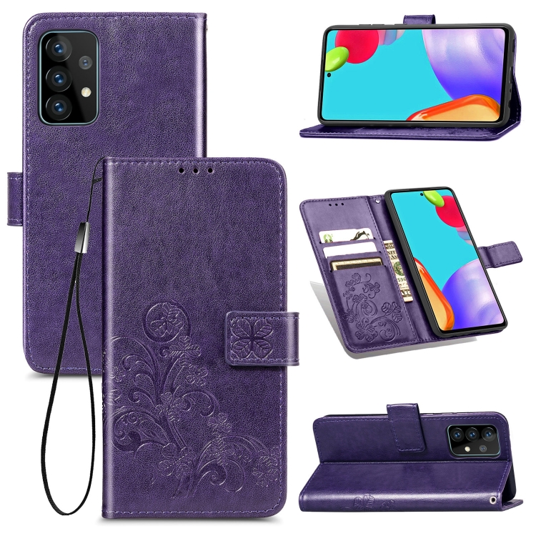 For Samsung Galaxy A72 5G / 4G Four-leaf Clasp Embossed Buckle Mobile Phone Protection Leather Case with Lanyard & Card Slot & Wallet & Bracket Function(Purple)
For Samsung Galaxy A72 5G / 4G Four-leaf Clasp Embossed Buckle Mobile Phone Protection Leather Case with Lanyard & Card Slot & Wallet & Bracket Function(Purple)