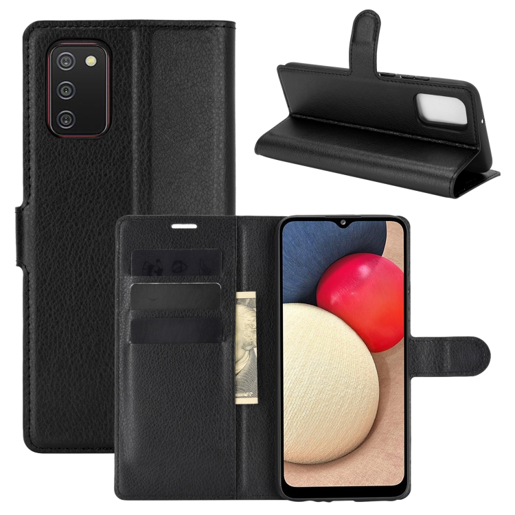 For Samsung Galaxy A02s (US Version) / M02s Litchi Texture Horizontal Flip Protective Case with Holder & Card Slots & Wallet(Black)
For Samsung Galaxy A02s (US Version) / M02s Litchi Texture Horizontal Flip Protective Case with Holder & Card Slots & Wallet(Black)