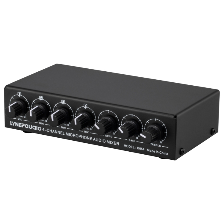B054 4-Channel Microphone Mixer Support Stereo Output With Reverb Treble And Bass Adjustment, USB 5V Power Supply, US Plug
B054 4-Channel Microphone Mixer Support Stereo Output With Reverb Treble And Bass Adjustment, USB 5V Power Supply, US Plug