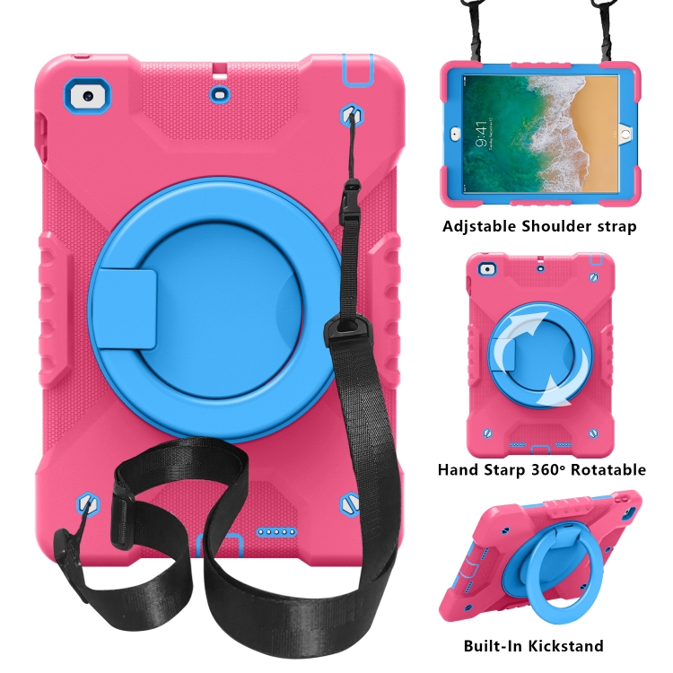 PC + Silicone Shockproof Combination Case with 360 Degree Rotating Holder & Handle & Shoulder Strap For iPad 9.7 (2017 / 2018) / Air & Air 2 / Pro 9.7(Hot Pink+Blue)
PC + Silicone Shockproof Combination Case with 360 Degree Rotating Holder & Handle & Shoulder Strap For iPad 9.7 (2017 / 2018) / Air & Air 2 / Pro 9.7(Hot Pink+Blue)