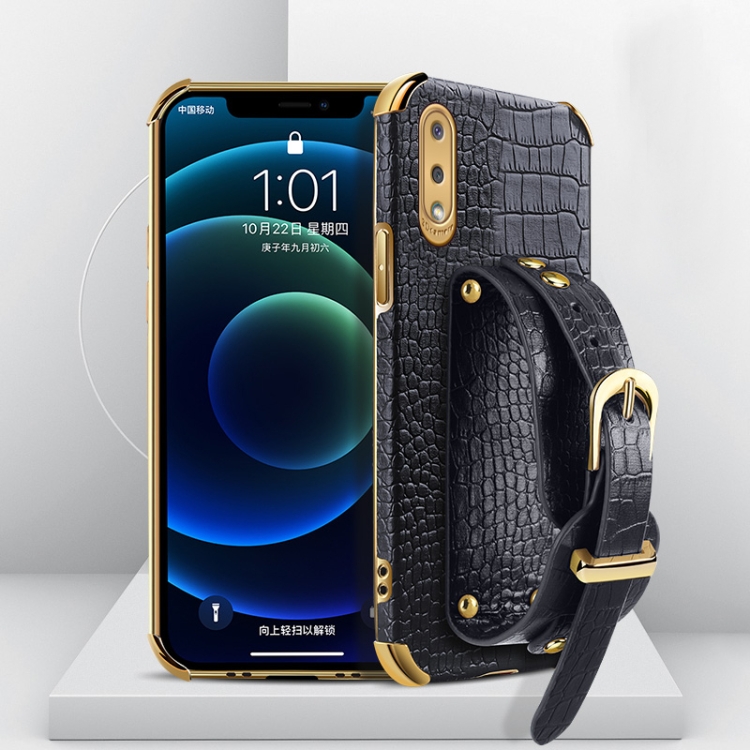 For Samsung Galaxy A02 Electroplated TPU Crocodile Pattern Leather Case with Wrist Strap(Black)
For Samsung Galaxy A02 Electroplated TPU Crocodile Pattern Leather Case with Wrist Strap(Black)