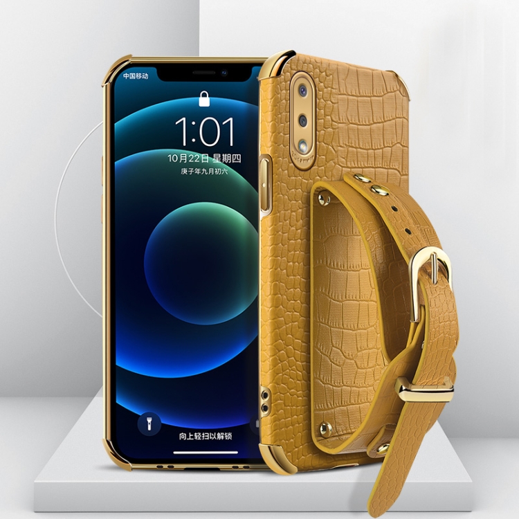 For Samsung Galaxy A02 Electroplated TPU Crocodile Pattern Leather Case with Wrist Strap(Yellow)
For Samsung Galaxy A02 Electroplated TPU Crocodile Pattern Leather Case with Wrist Strap(Yellow)