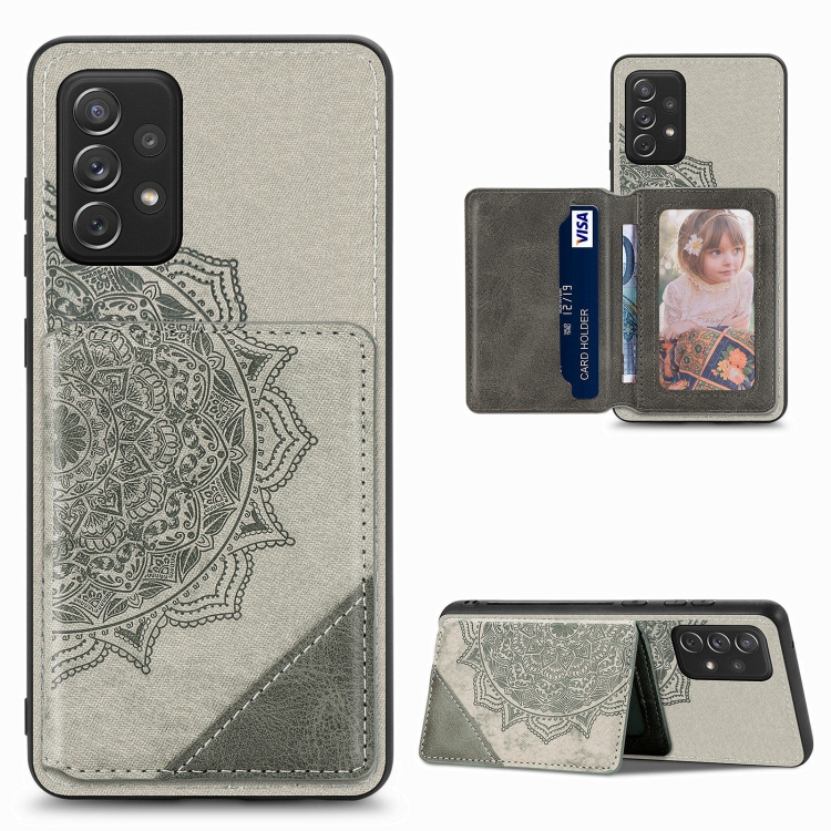 For Samsung Galaxy A72 5G / 4G Mandala Embossed Magnetic Cloth PU+TPU+PC Case with Holder & Card Slots & Wallet & Photo Frame(Grey)
For Samsung Galaxy A72 5G / 4G Mandala Embossed Magnetic Cloth PU+TPU+PC Case with Holder & Card Slots & Wallet & Photo Frame(Grey)