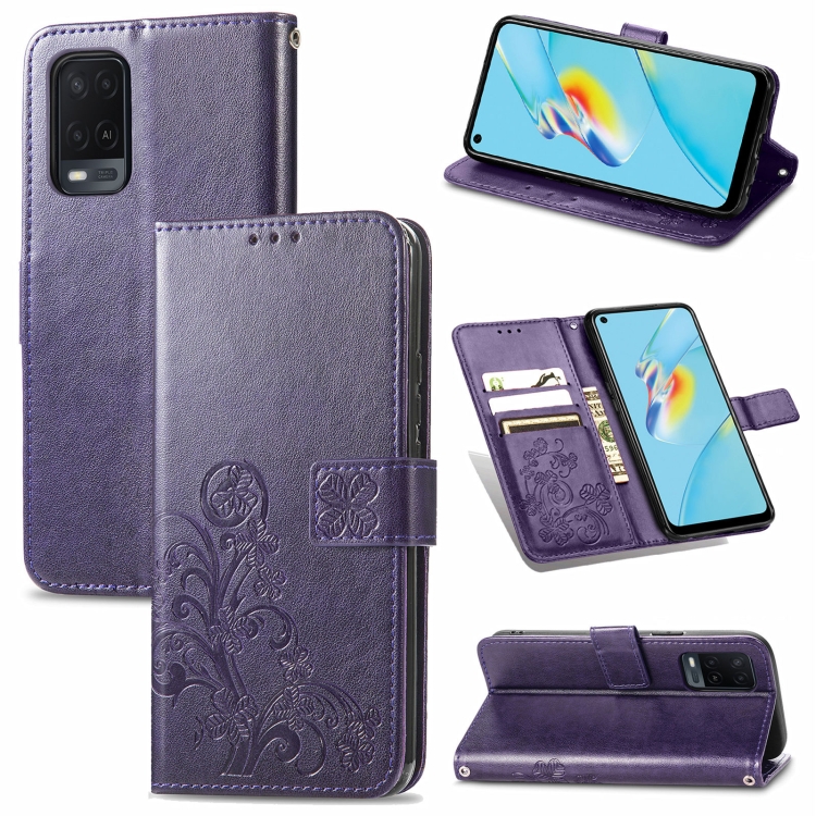 For OPPO A54 4G Four-leaf Clasp Embossed Buckle Mobile Phone Protection Leather Case with Lanyard & Card Slot & Wallet & Bracket Function(Purple)
For OPPO A54 4G Four-leaf Clasp Embossed Buckle Mobile Phone Protection Leather Case with Lanyard & Card Slot & Wallet & Bracket Function(Purple)