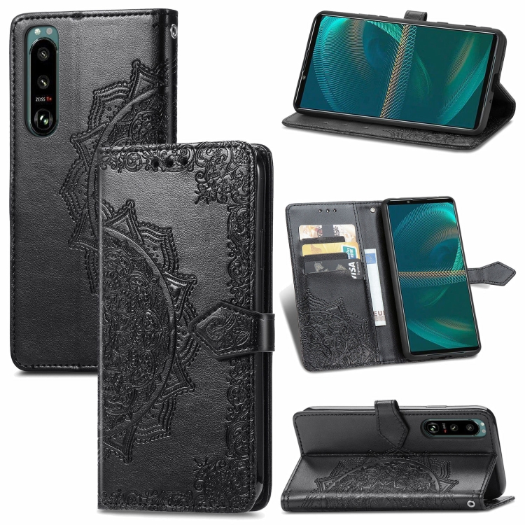 For Sony Xperia 5 III Mandala Flower Embossed Horizontal Flip Leather Case with Bracket / Card Slot / Wallet / Lanyard(Black)
For Sony Xperia 5 III Mandala Flower Embossed Horizontal Flip Leather Case with Bracket / Card Slot / Wallet / Lanyard(Black)