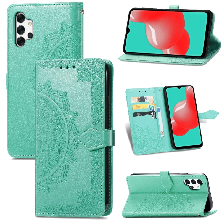 For Galaxy A32 4G Mandala Flower Embossed Horizontal Flip Leather Case with Bracket / Card Slot / Wallet / Lanyard(Green) 
For Galaxy A32 4G Mandala Flower Embossed Horizontal Flip Leather Case with Bracket / Card Slot / Wallet / Lanyard(Green)