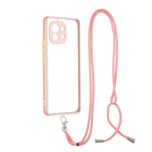 For Xiaomi Mi 11 Transparent PC+TPU Phone Case with Contrast Color Button & Neck Lanyard(Pink)
For Xiaomi Mi 11 Transparent PC+TPU Phone Case with Contrast Color Button & Neck Lanyard(Pink)