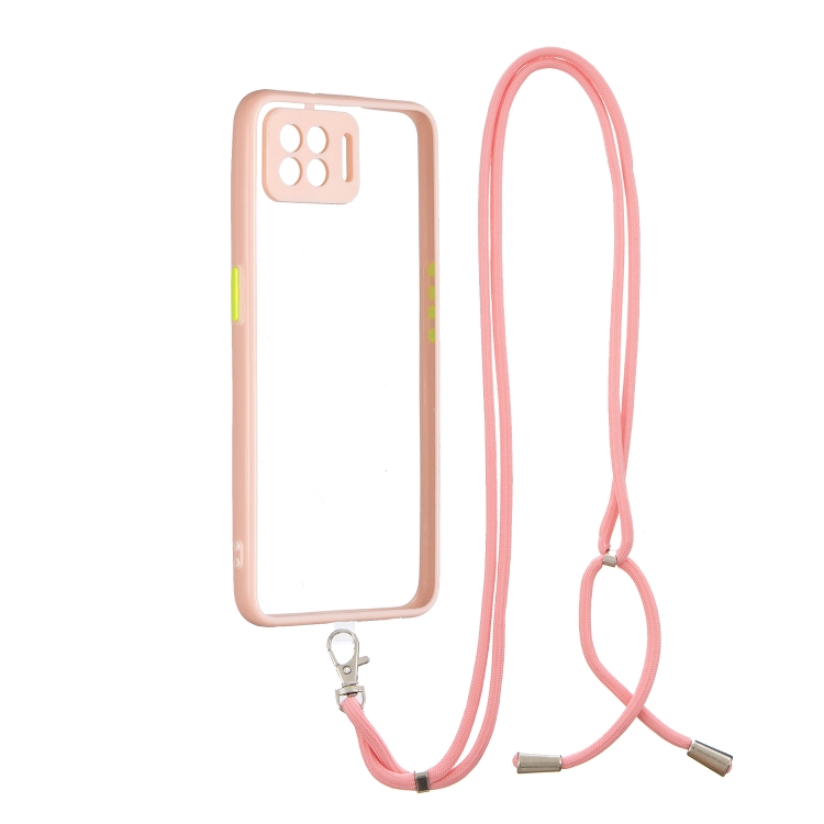 For OPPO F17/A73 2020 Transparent PC+TPU Phone Case with Contrast Color Button & Neck Lanyard(Pink)
For OPPO F17/A73 2020 Transparent PC+TPU Phone Case with Contrast Color Button & Neck Lanyard(Pink)