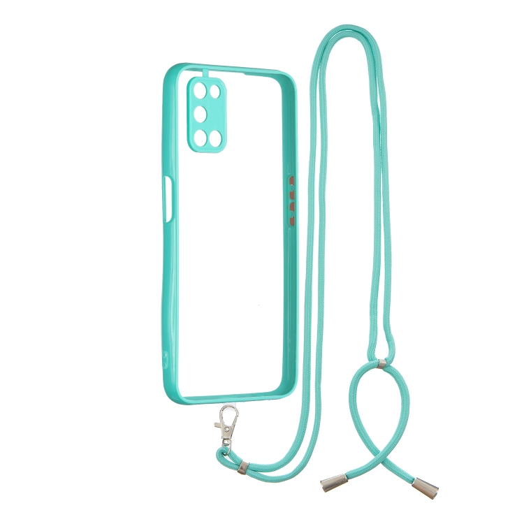 For OPPO A52 / A92 / A72 Transparent PC+TPU Phone Case with Contrast Color Button & Neck Lanyard(Green) 
For OPPO A52 / A92 / A72 Transparent PC+TPU Phone Case with Contrast Color Button & Neck Lanyard(Green)