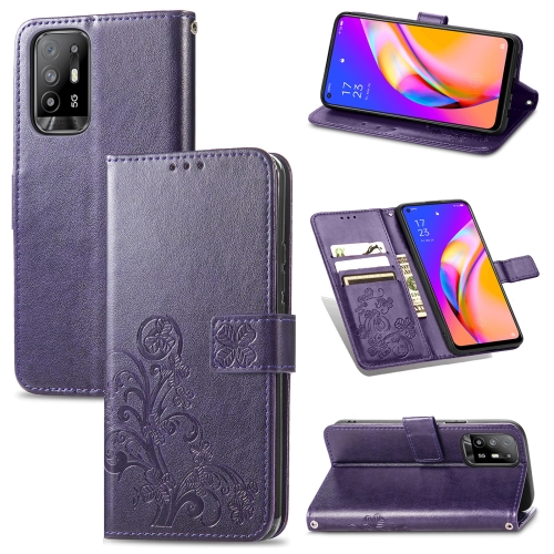 For OPPO A94 5G / F19 Pro+ 5G / Reno5 Z Four-leaf Clasp Embossed Buckle Mobile Phone Protection Leather Case with Lanyard & Card Slot & Wallet & Bracket Function(Purple)
For OPPO A94 5G / F19 Pro+ 5G / Reno5 Z Four-leaf Clasp Embossed Buckle Mobile Phone Protection Leather Case with Lanyard & Card Slot & Wallet & Bracket Function(Purple)