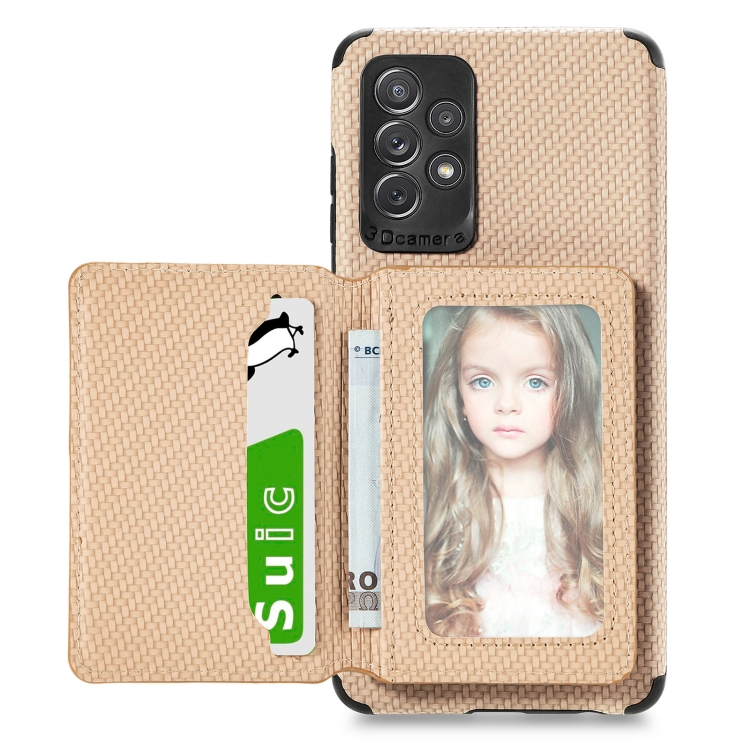 For Samsung Galaxy A72 5G / 4G Carbon Fiber Magnetic Card Bag TPU+PU Shockproof Back Cover Case with Holder & Card Slot & Photo Frame(Khaki)
For Samsung Galaxy A72 5G / 4G Carbon Fiber Magnetic Card Bag TPU+PU Shockproof Back Cover Case with Holder & Card Slot & Photo Frame(Khaki)