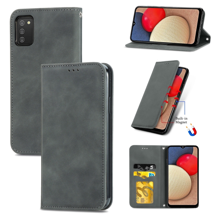 For Samsung Galaxy A03s Retro Skin Feel Business Magnetic Horizontal Flip Leather Case with Holder & Card Slots & Wallet & Photo Frame(Grey)
For Samsung Galaxy A03s Retro Skin Feel Business Magnetic Horizontal Flip Leather Case with Holder & Card Slots & Wallet & Photo Frame(Grey)