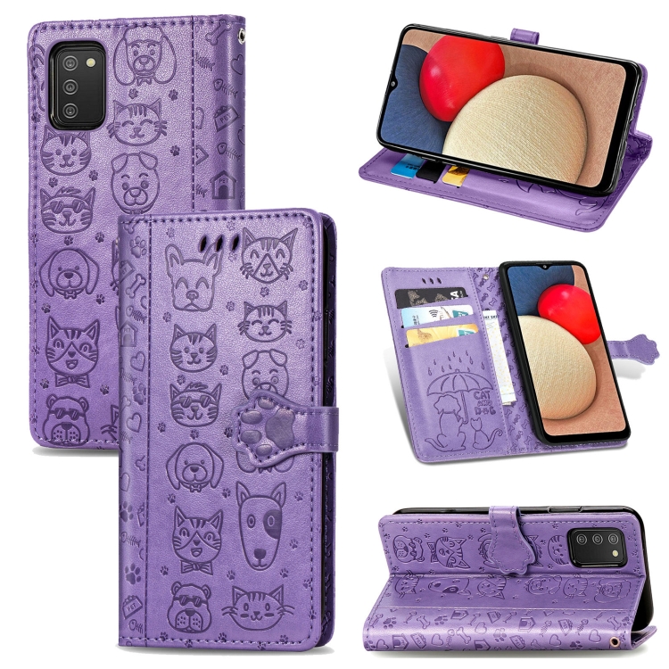 For Galaxy A03S Cute Cat and Dog Embossed Horizontal Flip Leather Case with Holder & Card Slots & Wallet & Lanyard(Purple)
For Galaxy A03S Cute Cat and Dog Embossed Horizontal Flip Leather Case with Holder & Card Slots & Wallet & Lanyard(Purple)