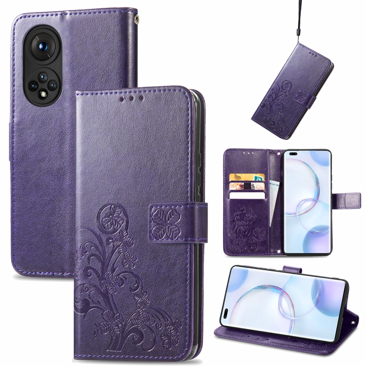 For Honor 50 Pro Four-leaf Clasp Embossed Buckle Mobile Phone Protection Leather Case with Lanyard & Card Slot & Wallet & Bracket Function(Purple)
For Honor 50 Pro Four-leaf Clasp Embossed Buckle Mobile Phone Protection Leather Case with Lanyard & Card Slot & Wallet & Bracket Function(Purple)