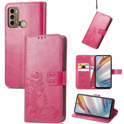 

For Xiaomi Redmi Note 10 Pro 5G/Poco X3 GT Four-leaf Clasp Embossed Buckle Mobile Phone Protection Leather Case with Lanyard & Card Slot & Wallet & Bracket Function(Magenta)