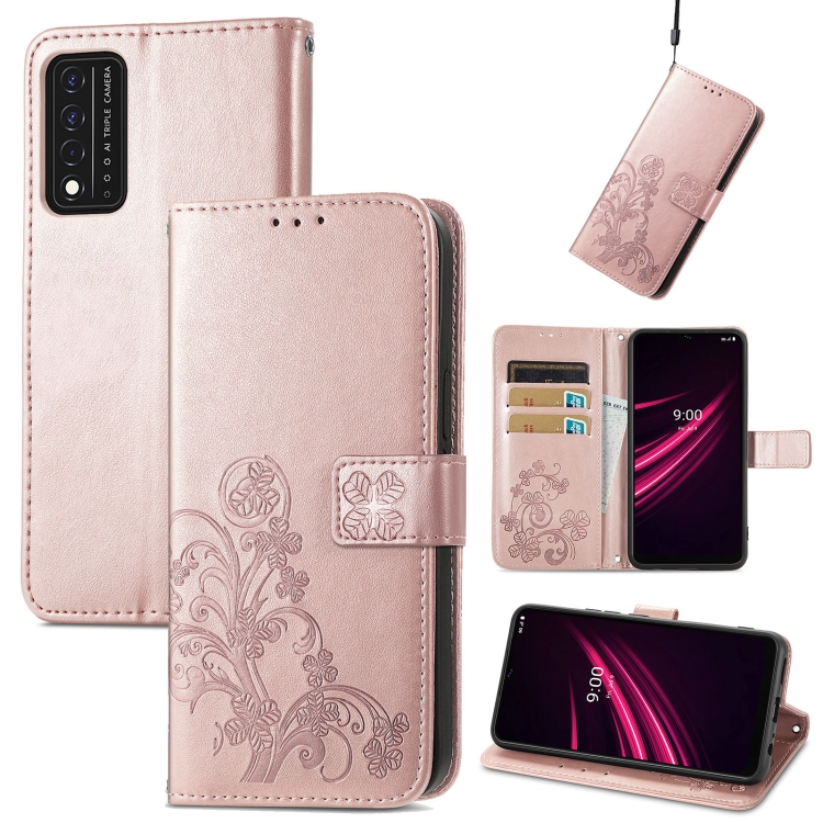 For T-Mobile REVVL V+ 5G Four-leaf Clasp Embossed Buckle Mobile Phone Protection Leather Case with Lanyard & Card Slot & Wallet & Bracket Function(Rose Gold)
For T-Mobile REVVL V+ 5G Four-leaf Clasp Embossed Buckle Mobile Phone Protection Leather Case with Lanyard & Card Slot & Wallet & Bracket Function(Rose Gold)