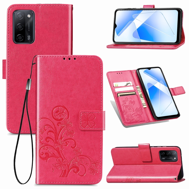 For OPPO A55 5G Four-leaf Clasp Embossed Buckle Mobile Phone Protection Leather Case with Lanyard & Card Slot & Wallet & Bracket Function(Magenta)
For OPPO A55 5G Four-leaf Clasp Embossed Buckle Mobile Phone Protection Leather Case with Lanyard & Card Slot & Wallet & Bracket Function(Magenta)