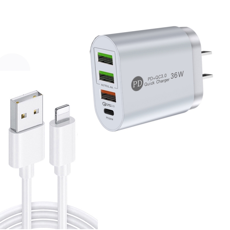 PD002 PD3.0 + QC3.0 3-Port USB Fast Charger with USB to 8 Pin Data Cable, EU Plug(White)
PD002 PD3.0 + QC3.0 3-Port USB Fast Charger with USB to 8 Pin Data Cable, EU Plug(White)