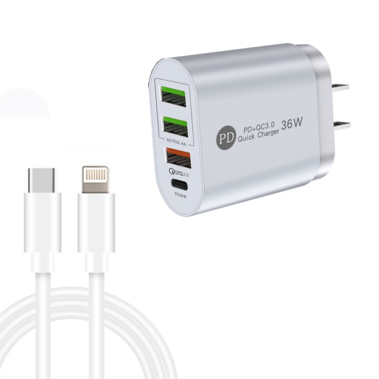 PD002 PD3.0 + QC3.0 3-Port USB Fast Charger with Type-C to 8 Pin Data Cable, US Plug(White)
PD002 PD3.0 + QC3.0 3-Port USB Fast Charger with Type-C to 8 Pin Data Cable, US Plug(White)