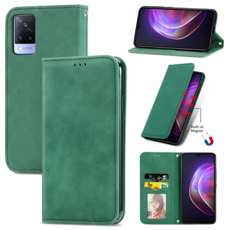 For vivo V21 Retro Skin Feel Business Magnetic Horizontal Flip Leather Case with Holder & Card Slots & Wallet & Photo Frame(Green)
For vivo V21 Retro Skin Feel Business Magnetic Horizontal Flip Leather Case with Holder & Card Slots & Wallet & Photo Frame(Green)
