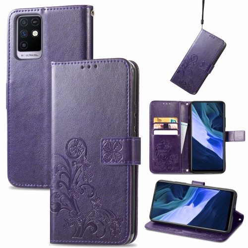 For Infinix Note 10 Four-leaf Clasp Embossed Buckle Mobile Phone Protection Leather Case with Lanyard & Card Slot & Wallet & Bracket Function(Purple)
For Infinix Note 10 Four-leaf Clasp Embossed Buckle Mobile Phone Protection Leather Case with Lanyard & Card Slot & Wallet & Bracket Function(Purple)