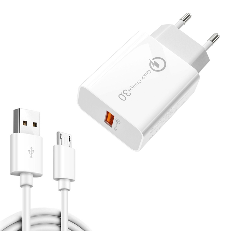 APD-2003 18W QC3.0 Single Port USB Charger with 1m USB to Micro USB Data Cable(EU Plug)
APD-2003 18W QC3.0 Single Port USB Charger with 1m USB to Micro USB Data Cable(EU Plug)