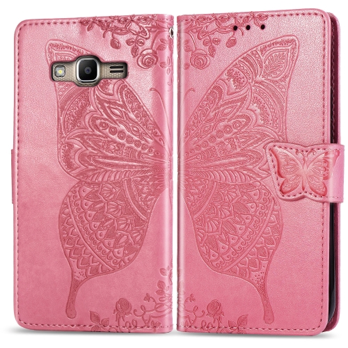 

Butterfly Love Flowers Embossing Horizontal Flip Leather Case for Galaxy J2 Prime / G530, with Holder & Card Slots & Wallet & Lanyard(Pink)