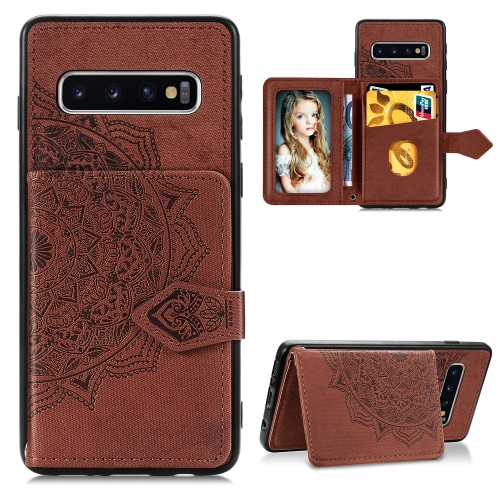 For Galaxy S10 Mandala Embossed Cloth Card Case Mobile Phone Case with Magnetic and Bracket Function with Card Bag / Wallet / Photo Frame Function with Hand Strap(Brown)
For Galaxy S10 Mandala Embossed Cloth Card Case Mobile Phone Case with Magnetic and Bracket Function with Card Bag / Wallet / Photo Frame Function with Hand Strap(Brown)