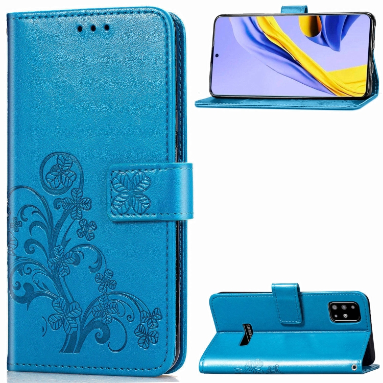 For Galaxy A51 Four-leaf Clasp Embossed Buckle Mobile Phone Protection Leather Case with Lanyard & Card Slot & Wallet & Bracket Function(Blue)
For Galaxy A51 Four-leaf Clasp Embossed Buckle Mobile Phone Protection Leather Case with Lanyard & Card Slot & Wallet & Bracket Function(Blue)