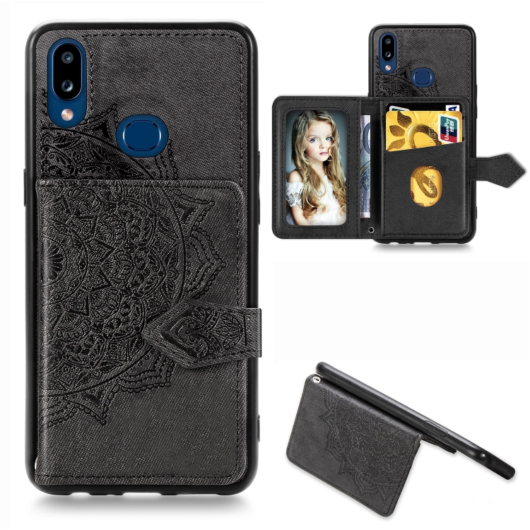 For Galaxy A10s Mandala Embossed Magnetic Cloth PU + TPU + PC Case with Holder & Card Slots & Wallet & Photo Frame & Strap(Black)
For Galaxy A10s Mandala Embossed Magnetic Cloth PU + TPU + PC Case with Holder & Card Slots & Wallet & Photo Frame & Strap(Black)