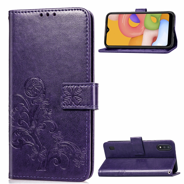 For Galaxy A01 Lucky Clover Pressed Flowers Pattern Leather Case with Holder & Card Slots & Wallet & Hand Strap(Purple)
For Galaxy A01 Lucky Clover Pressed Flowers Pattern Leather Case with Holder & Card Slots & Wallet & Hand Strap(Purple)