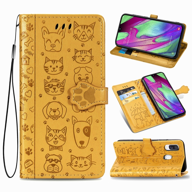 For Galaxy A40 Cute Cat and Dog Embossed Horizontal Flip Leather Case with Bracket / Card Slot / Wallet / Lanyard(Yellow)
For Galaxy A40 Cute Cat and Dog Embossed Horizontal Flip Leather Case with Bracket / Card Slot / Wallet / Lanyard(Yellow)