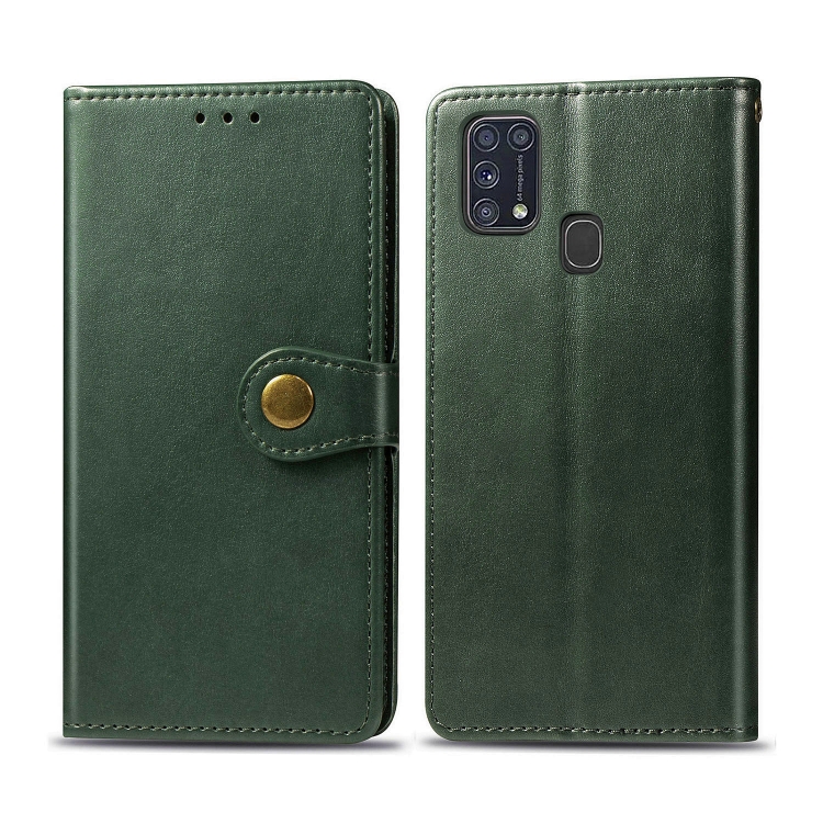 For Galaxy M31 Retro Solid Color Leather Buckle Phone Case with Lanyard & Photo Frame & Card Slot & Wallet & Stand Function(Green)
For Galaxy M31 Retro Solid Color Leather Buckle Phone Case with Lanyard & Photo Frame & Card Slot & Wallet & Stand Function(Green)