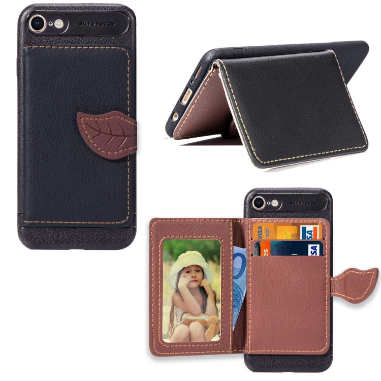 For iPhone SE 2020 Leaf Buckle Litchi Texture Card Holder PU + TPU Case with Card Slot & Wallet & Holder & Photo Frame(Black)
For iPhone SE 2020 Leaf Buckle Litchi Texture Card Holder PU + TPU Case with Card Slot & Wallet & Holder & Photo Frame(Black)