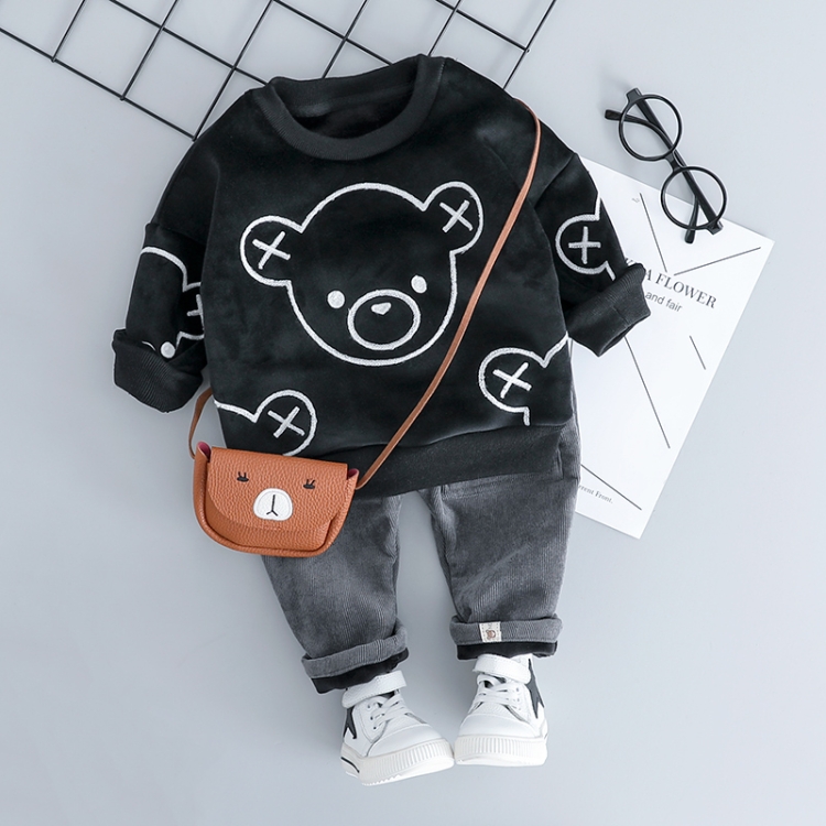 Autumn and Winter Fleece Cartoon Bear Pattern Children Long Sleeve Pullover Top + Pants Set, Height:80cm(Black)
Autumn and Winter Fleece Cartoon Bear Pattern Children Long Sleeve Pullover Top + Pants Set, Height:80cm(Black)