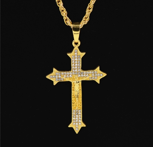 Gold-Tone Cross Christ Jesus Pendant Necklace Chain Hip Hop Necklace for Men
Gold-Tone Cross Christ Jesus Pendant Necklace Chain Hip Hop Necklace for Men