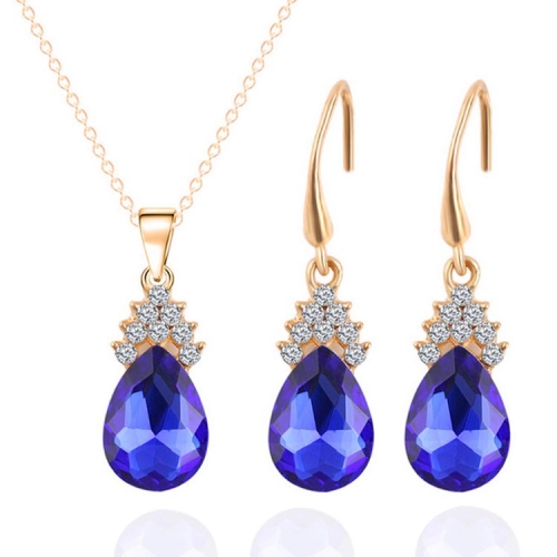 Fashion Diamond Ladies Crystal Zircon Drop Necklace Earring Set(Blue)
Fashion Diamond Ladies Crystal Zircon Drop Necklace Earring Set(Blue)