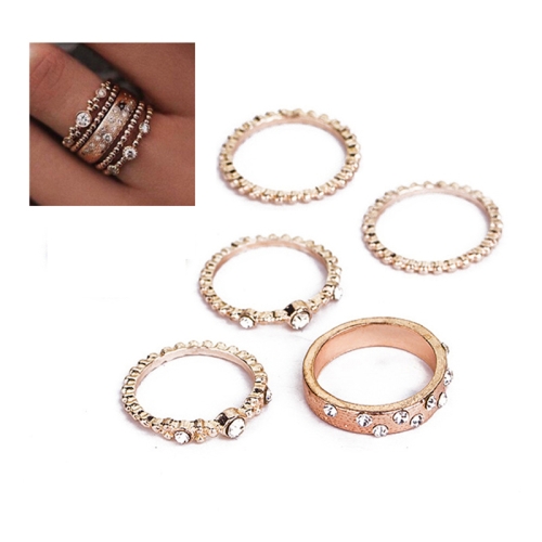 5 PCS/Set Fashion Women Rose Gold Rhinestone Elegant Rings Jewelry Set, Ring Size:9
5 PCS/Set Fashion Women Rose Gold Rhinestone Elegant Rings Jewelry Set, Ring Size:9