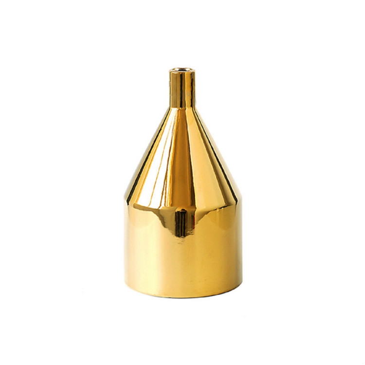 Gold Plated Vase Ceramic Flower Vase Water Planting Container Desktop Decorative Vase, Shape:Cone 
Gold Plated Vase Ceramic Flower Vase Water Planting Container Desktop Decorative Vase, Shape:Cone