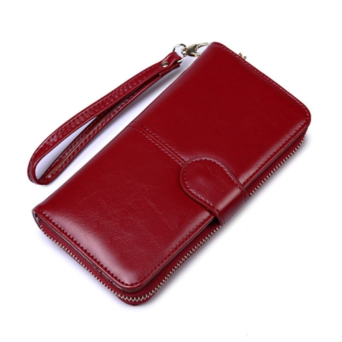 Ladies Oil Wax Leather Retro Long Large Capacity Multifunctional Wallet Clutch Bag(Wine Red)
Ladies Oil Wax Leather Retro Long Large Capacity Multifunctional Wallet Clutch Bag(Wine Red)