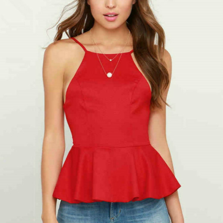 Sexy Halter Backless Top Short Front Long Frilled Dovetail Camisole, Size: L(Red)
Sexy Halter Backless Top Short Front Long Frilled Dovetail Camisole, Size: L(Red)