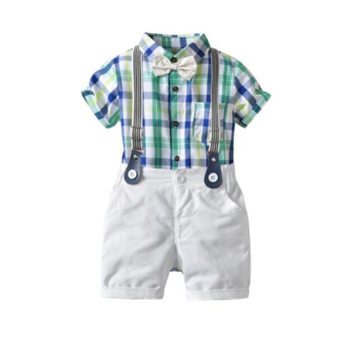 Summer Boys Plaid Short Sleeve Jumpsuits + Bib Shorts Set, Kid Size:90cm(Green)
Summer Boys Plaid Short Sleeve Jumpsuits + Bib Shorts Set, Kid Size:90cm(Green)