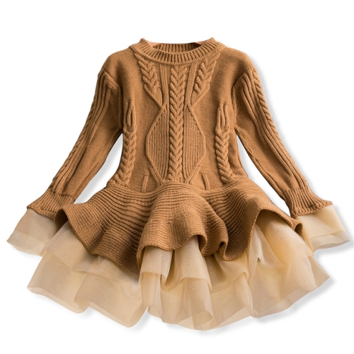 Winter Girls Knit Long Sleeve Sweater Organza Dress Evening Dress, Size:120cm(Khaki)
Winter Girls Knit Long Sleeve Sweater Organza Dress Evening Dress, Size:120cm(Khaki)