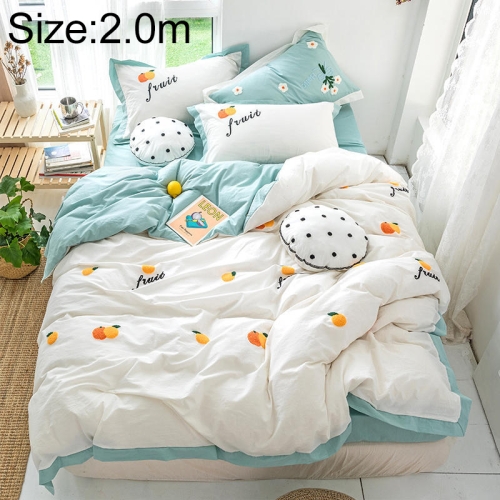 Washed Cotton Embroidery Solid Color Bed Linen Quilt Pillowcase 4PCS, Size:2.0m-4PCS(Small Orange-White)
Washed Cotton Embroidery Solid Color Bed Linen Quilt Pillowcase 4PCS, Size:2.0m-4PCS(Small Orange-White)