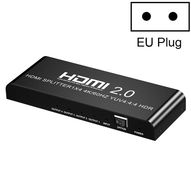 HW-204 HDMI 2.0 1 into 4 High-Definition Video Distributor, Style:EU Plug(Black) 
HW-204 HDMI 2.0 1 into 4 High-Definition Video Distributor, Style:EU Plug(Black)
