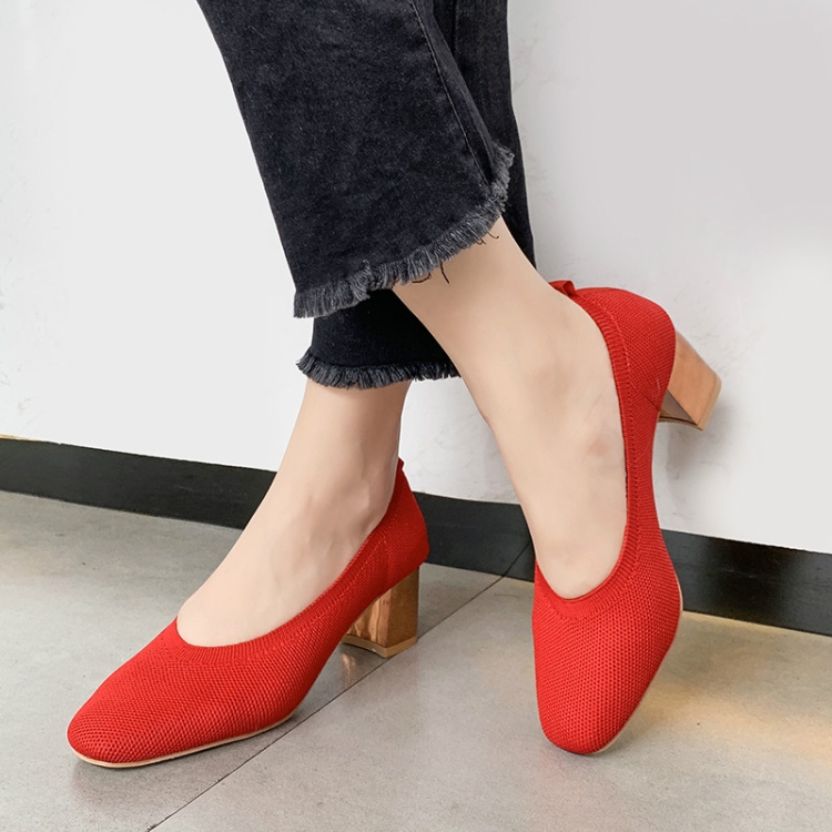 Breathable Stretch Knit Pumps High Square Golden Heels Women Slip On Square Toe V Mouth Casual Lady Cozy Shoes, Size:39(Red)
Breathable Stretch Knit Pumps High Square Golden Heels Women Slip On Square Toe V Mouth Casual Lady Cozy Shoes, Size:39(Red)